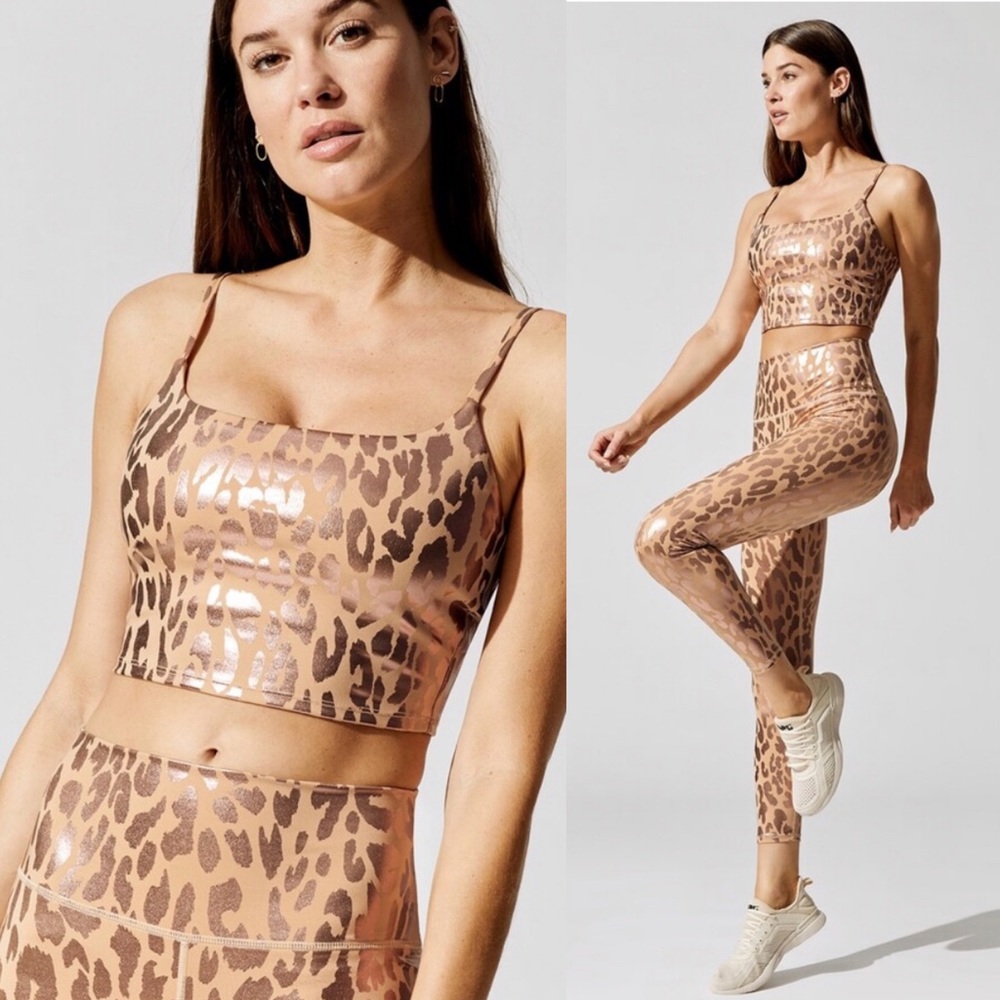 Carbon38 | Rose Gold Leopard Print Activewear SET XL (Top & Pants)